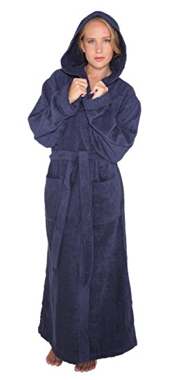 Arus Women's Pacific Style Full Length Hooded Turkish Cotton Bathrobe