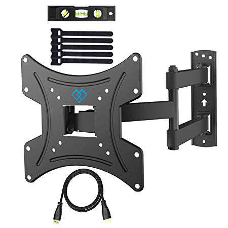 TV Wall Bracket, Swivels Tilts Extends TV Mount for 13-42inch LED, LCD, OLED, Plasma Flat&Curved TVs up to 35KG, Max VESA 200X200mm, Bubble Level, HDMI Cable and Cable Ties included (PSSFK1-E)