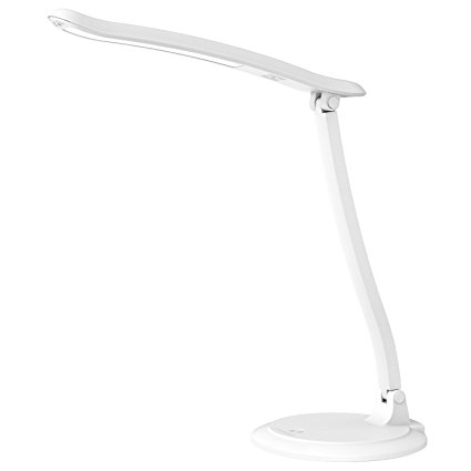 MoKo Dimmable LED Desk Lamp, Eye-caring Working / Reading / Studying Table Lamp, Touch-Sensitive Control, 5500-6000K, with Rechargeable Battery, Stepless Brightness Adjusted, Adjustable Arm, WHITE