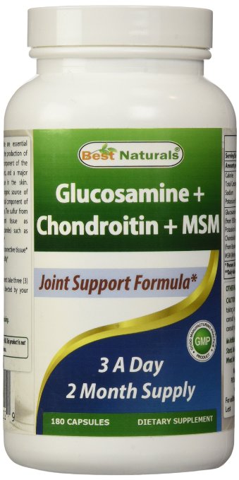 Best Naturals, Glucosamine Chondroitin MSM Supplements, 2600 mg per serving, 180 Capsules