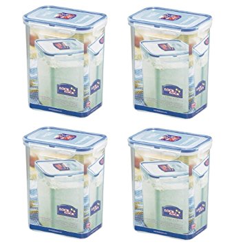 Lock & Lock, Water Tight, Food Container, 7.5-cup, 60-oz, Pack of 4, Hpl813