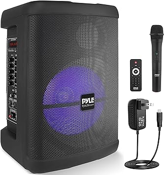 Pyle Portable Bluetooth PA Speaker - 500W 15” Rechargeable Outdoor BT Karaoke Audio System - TWS, Party Lights, LED Display, FM/AUX/MP3/USB/SD, 6.5mm In, Carry Handle - Wireless Mic, Remote Control