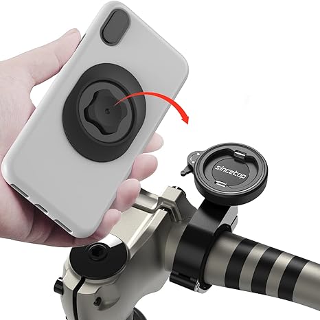 Bike Phone Holder, Aluminum Bike Phone Mount with Universal Adapter, Quick Mount Mountain Bike Bicycle Handlebar Mobile Phone Holder with Ultra Lock for iPhone Samsung and More