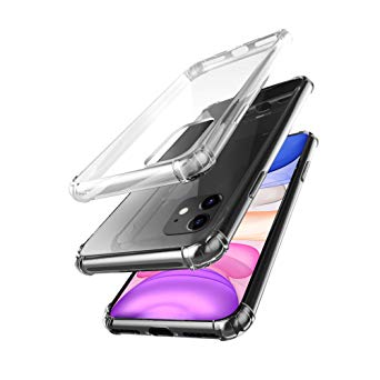 amCase iPhone 11 (6.1'') Clear Case, Hybrid Shock Absorbing TPU Frame & Rigid Back Plate Protective Case for iPhone 11 (2019) - Clear