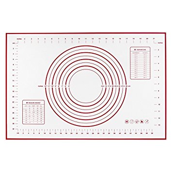 Polkar Silicone Pastry Mat With Measurements,FDA Approved and BPA Free,Standard Size 23.6X15.7 inch,Non-slip Sheet Sticks to Countertop for Rolling Dough,Conversion Information Included