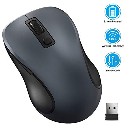 Wireless Mouse, TedGem 2.4G Portable Computer Mouse Optical USB Mouse Cordless Mouse Ergonomic Mouse with USB Receiver 6 Buttons 3-Level DPI Laptop Mouse for Windows MacOS PC Laptop