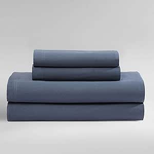 Calvin Klein - King Sheets, Organic Cotton Sateen Bedding Set, Luxuriously Soft Home Decor, GOTS Certified (Organic Earth Midnight Blue, King)