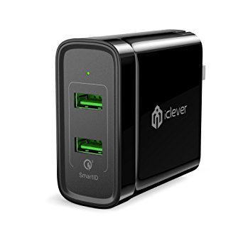 iClever BoostCube  IC-BC01 39W Dual USB Wall Charger with Quick Charge 3.0 and SmartID for Samsung Galaxy S7/S6/Edge, Note 5/ 4, LG G4/G5, HTC One 10 M8/M9/A9, Nexus 6, iPhone, iPad and More