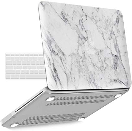 IBENZER Old MacBook Pro 13 Inch case A1278, Soft Touch Hard Case Shell Cover with Keyboard Cover for Apple MacBook Pro 13 with CD-ROM, White Marble, MMP13WHMB 1A