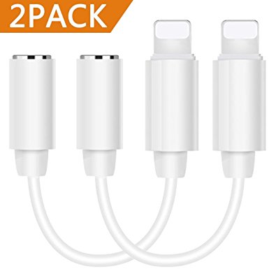 Lightning Adapter Headphone Jack Dongle for iPhone 7/7 Plus iPhone 6/6Plus.Earphone to 3.5mm Aux Adaptor Connector Audio Cable Accessories Female Converter Compatible with iOS 10.2-White