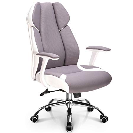 Ergonomic Office Chair Gaming Chair High Back Fabric Desk Computer Task Home Chair : Spring Seat White Frame Swivel Adjustable tilt Recline Stylish Design and Color, Neo Chair (Jubilant Gray)
