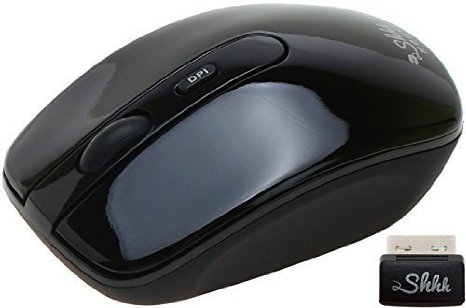 ShhhMouse Wireless Silent Mouse with 1000 1200 and 1600 dpi switch 90 Noise Reduction Battery Included 1 YEAR US WARRANTY Black