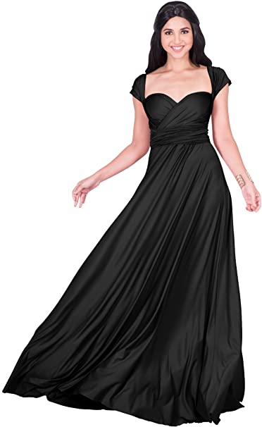 KOH KOH Womens Long Bridesmaid One Shoulder Convertible Wrap Cocktail Maxi Dress