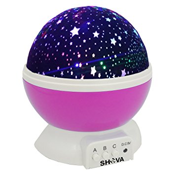 SHAVA Star and Moon USB / Battery Powered Cosmos Rotating Starlight LED Projector Night Light Lamp, Pink