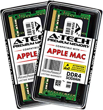 A-Tech 64GB RAM Kit for 2019 iMac (Retina 5K, 27-inch), 2018 Mac Mini - (2 x 32GB) DDR4 2666MHz PC4-21300 / PC4-21333 SODIMM Memory Upgrade Modules