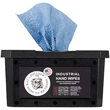 Bulldog Heavy-Duty Hand Wipes, Grease Wipes, Hand Cleaner Wipes, Cleaning Wipes, Paint Wipes, Industrial Cleaning Wipes, Waterless Hand Cleaner, Disinfecting Wipes 6 X 8 Inches | 70 Wipes/Container