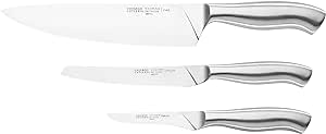 Chicago Cutlery Insignia Steel 3-Piece Knife Set With Guided Grip, Stainless Steel Blades and Handles For Home Kitchen and Professional Use