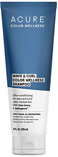 ACURE Wave & Curl Color Wellness Shampoo | 100% Vegan | Performance Driven Hair Care | Blue Tansy & Sunflower Seed Extract - Ultra-Conditioning For Wavy & Curly Color Treated Hair | 8 Fl Oz