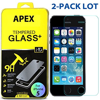 2x Premium Real Tempered Glass Screen Protector Guard for Apple iPhone 5/5S/5C