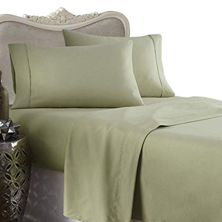 Elegant Comfort Luxury Wrinkle,Fade and Stain Resistant 1500 Thread Count Egyptian Quality 4-Piece Bed Sheet Set, Deep Pocket, 100 % HypoAllergenic, Queen Size , Sage