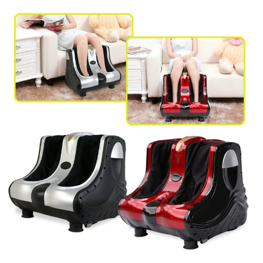 Zeny® Shiatsu Kneading Rolling Vibration Heating Foot & Calf Massager Personal Health Studio Leg Beautician Red (#3)