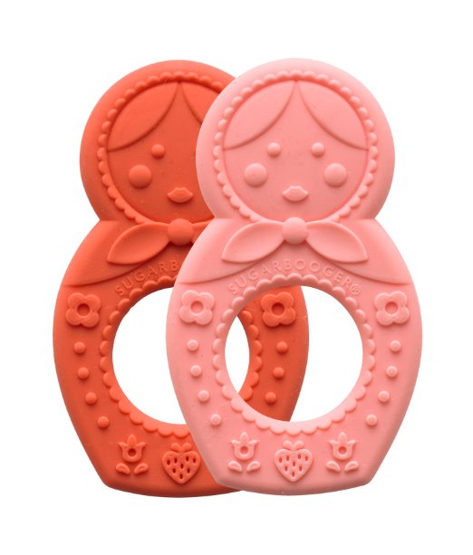 SugarBooger Silicone Teether, Matryoshka Doll, 2 Count