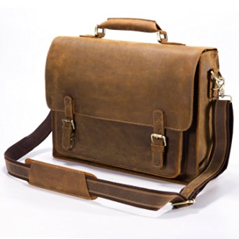 Kattee Real Leather Shoulder Briefcase, 15.7 Laptop Tote Bag
