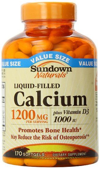 Sundown Naturals Calcium 1200 Plus Vitamin D3 1000 IU, 170 Liquid Filled Softgels