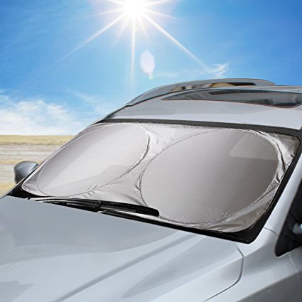 Aodoor Car Sun Shade, Universal Windshield Front Car Windshield Reduces Interior Heat Protects Children Decreases Sun Damage, Easy to Install, 160 x 86 cm