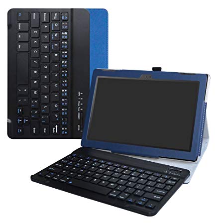 Lenovo Tab 4 10 Bluetooth Keyboard Case,LiuShan Detachable Wireless Bluetooth Keyboard Standing PU Leather Cover for Lenovo Tab 4 10 10.1 inch Android Tablet,Blue