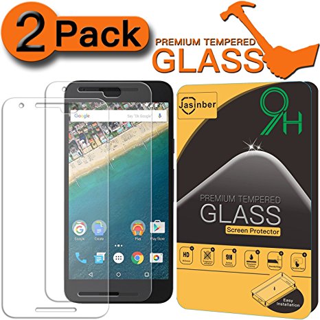 [2-Pack] Nexus 5X Screen Protector, Jasinber [Tempered Glass] Screen Protector for Google Nexus 5X with [9H Hardness][Anti-Scratch][Anti-Fingerprint]
