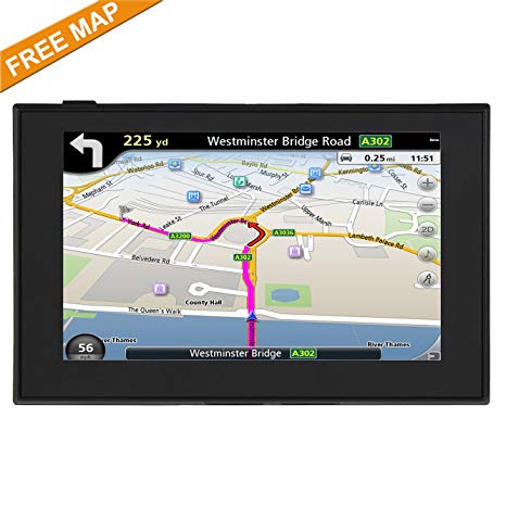 HighSound GPS Navigation for Car, 5 inches 8GB Lifetime Map Update Spoken Turn-to-Turn Navigation System for Cars, Vehicle GPS Navigator Lifetime Maps
