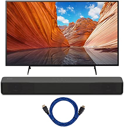 Sony KD43X80J BRAVIA 43-Inch 4K Ultra HD HDR LED Smart TV (2021 Model Year) with Sony HT-S200F 2.1-Ch Wireless Bluetooth Soundbar with Integrated Subwoofer & Knox Gear 4K HDMI cable bundle (3 Items)