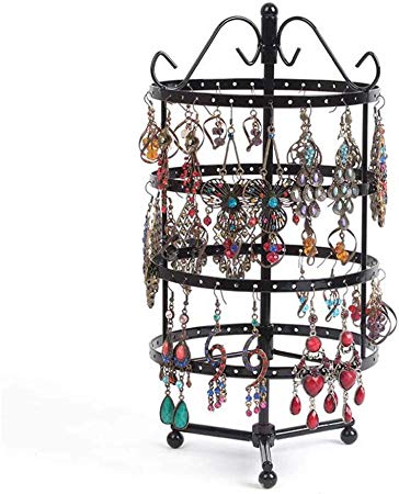 4 Tier Metal Jewelry Organizer Hanger Display Stand, Earrings Holder Rack Home Wall Art Decor,Design for Earrings, Bracelets, Rings, Necklaces