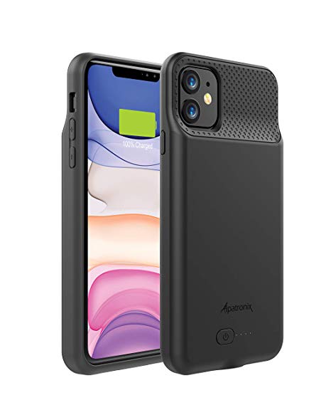 Alpatronix iPhone 11 Battery Case, BX11 5000mAh Slim Portable Protective Extended Charger Cover with Qi Wireless Charging Compatible with iPhone 11 (6.1 inch) (Black)