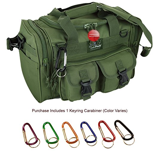 Mens 15" Inch Duffel Duffle Molle Tactical Shoulder Bag With Key Ring Carabiner