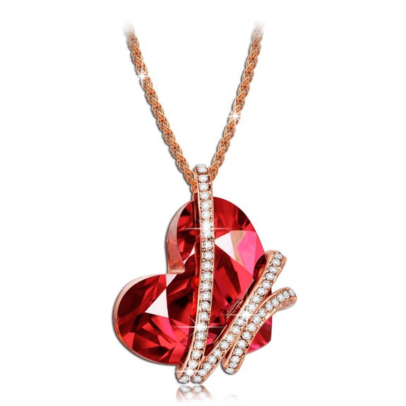 Qianse Heart of the Ocean SWAROVSKI ELEMENTS Crystal Heart Shape Pendant Necklace - 2016 Paris Fashion Week Latest Heart Shape Design Heart Crystal Women Jewelry Symbol of Love