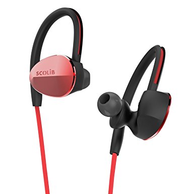 Bluetooth Headphones V4.1 SCOLIB Best Wireless Sports Earphones Iron Fist Heavy Bass Noise Cancellation with Microphone Stereo Headset Earphones Nano waterproof (Ruby red)