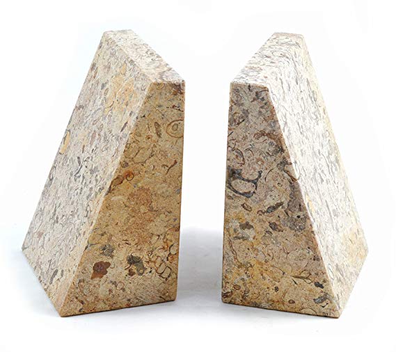 Fossilstone Marble Wedge Bookends