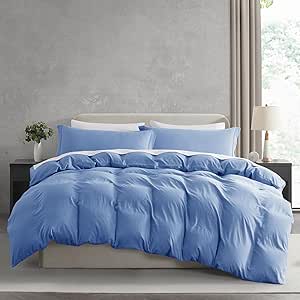 Nestl Twin Duvet Cover Set - Soft Prewashed Calm Blue Duvet Cover Twin/Twin XL, 2 Piece, with Zipper Closure, 1 Duvet Cover 68x90 inches and 1 Pillow Sham