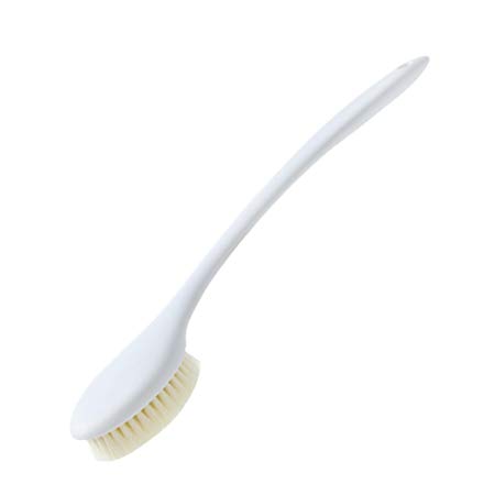 Bath Scrubber Body Brush Shower Scrubber Back Brush with Long Handle, Ergonomic Nonslip Durable (White)