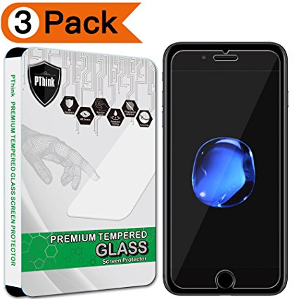 [3-Pack] iPhone 7 Plus Screen Protector, PThink [Tempered Glass] Screen Protector for iPhone 7 Plus with 9H Hardness/Anti-scratch/Fingerprint resistant