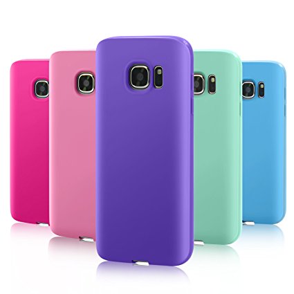 Galaxy S7 case, Pofesun Slim Thin Soft Silicone Gel TPU Back Case for Samsung Galaxy S7 5.1 inch Shock Absorbing Protective Cover - Pink/Rose/Mint/Purple/Blue