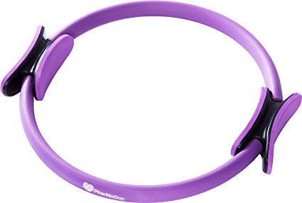 PharMeDoc Pilates Ring - The #1 Fitness Circle to Burn Belly Fat & Tone Abs Legs Arms Thighs Abdominal and Obliques - Medium Resistance - Dual Gripped Handles - Home Exercise Equipment - 15 Inch