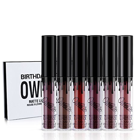 Ownest 6 Colors Lip Gloss Set Waterproof Long Lasting Liquid Lipstick Matte Lip Gloss Lipsticks Mini Set-6pcs