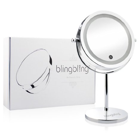 BlingBling® 7Inch 5x Magnifying Vanity Mirror LED Touch Activated Lighed Makeup Mirror Double-sided(1-5X)