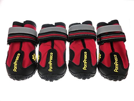 Xanday Dog Boots Waterproof Dog Shoes with Reflective Velcro and Wear-resisting Soles 4Pcs