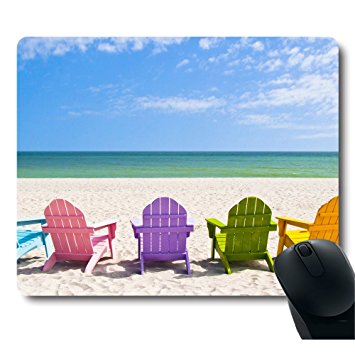 Adirondack Beach Chairs on a Sun Beach Holiday Vacation Travel House Mouse Pad