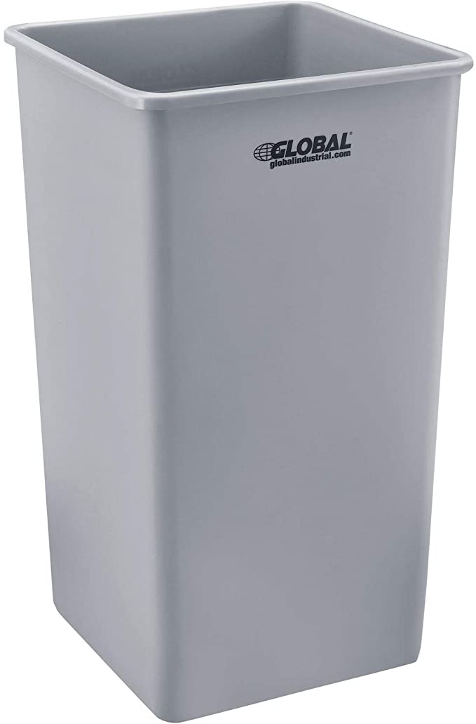 Global Industrial Square Plastic Garbage Can, 50 Gallon, Gray