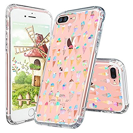 iPhone 7 Plus Case, MOSNOVO Cute Colorful Ice Cream Cone Clear Design with Slim Transparent Plastic Back Hard Case [Scratch Resistant   Shockproof] TPU Bumper Protection Cover for Apple iPhone 7 Plus